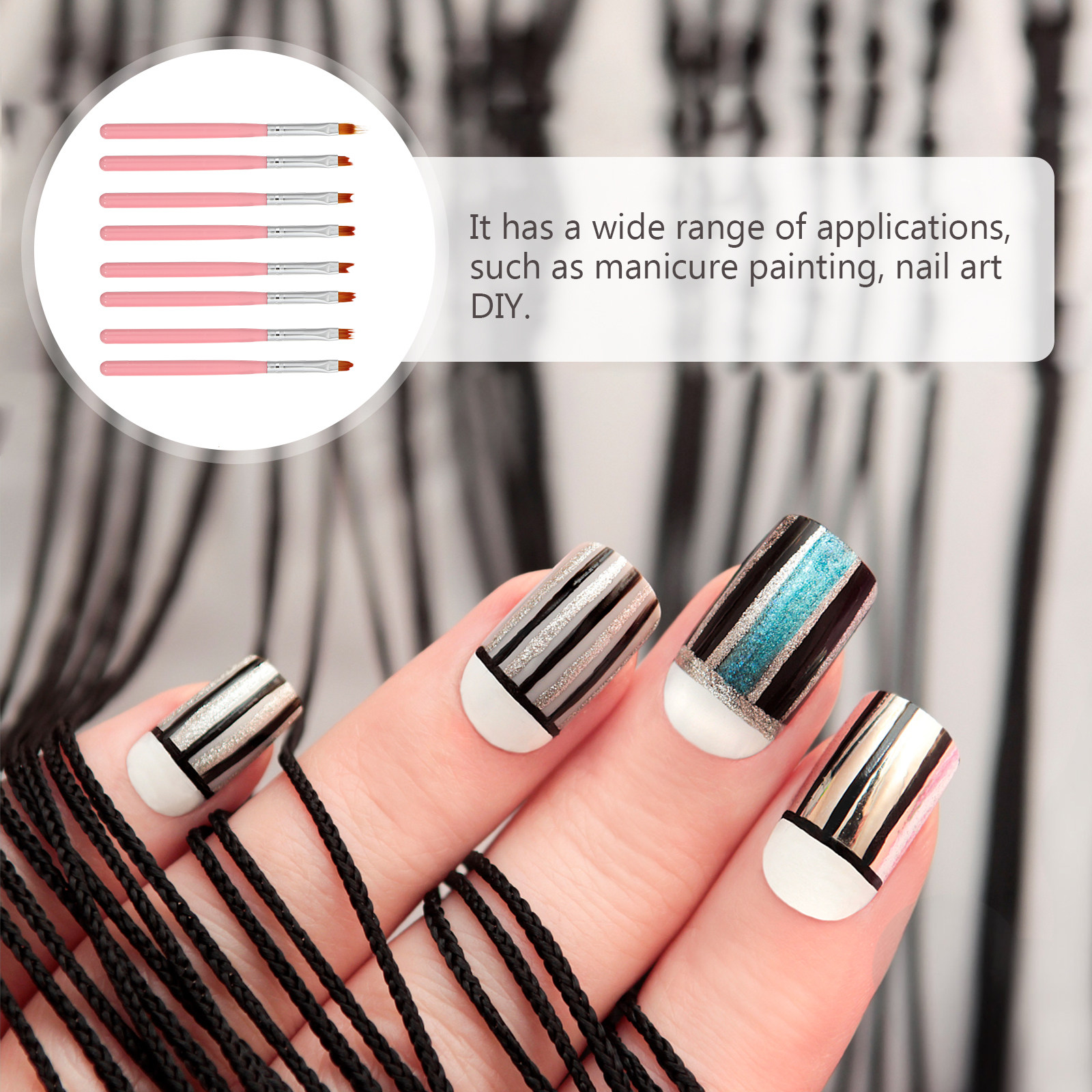 8Pcs Nail Art Brush Set Large  - Nail Art Brush Set ulasan dan harga