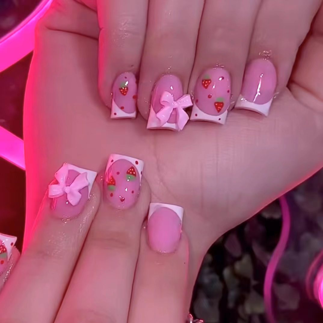24pcs Red Strawberry Designs F - Nail Art Strawberry ulasan dan harga
