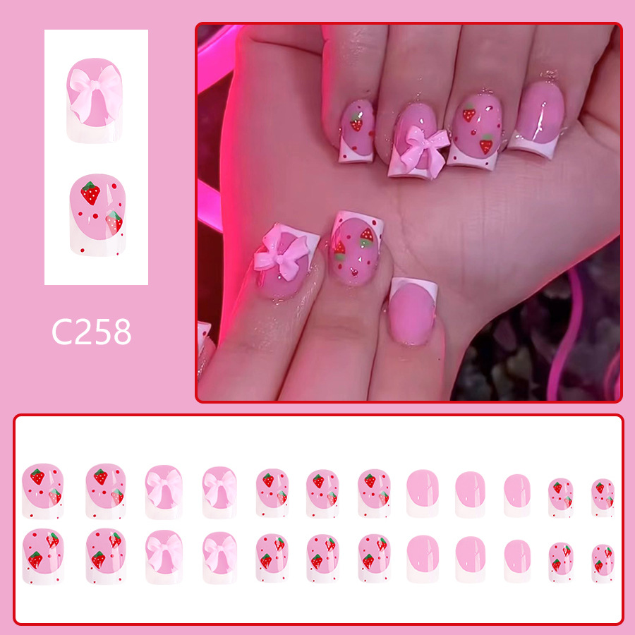 24pcs Red Strawberry Designs F - Nail Art Strawberry ulasan dan harga