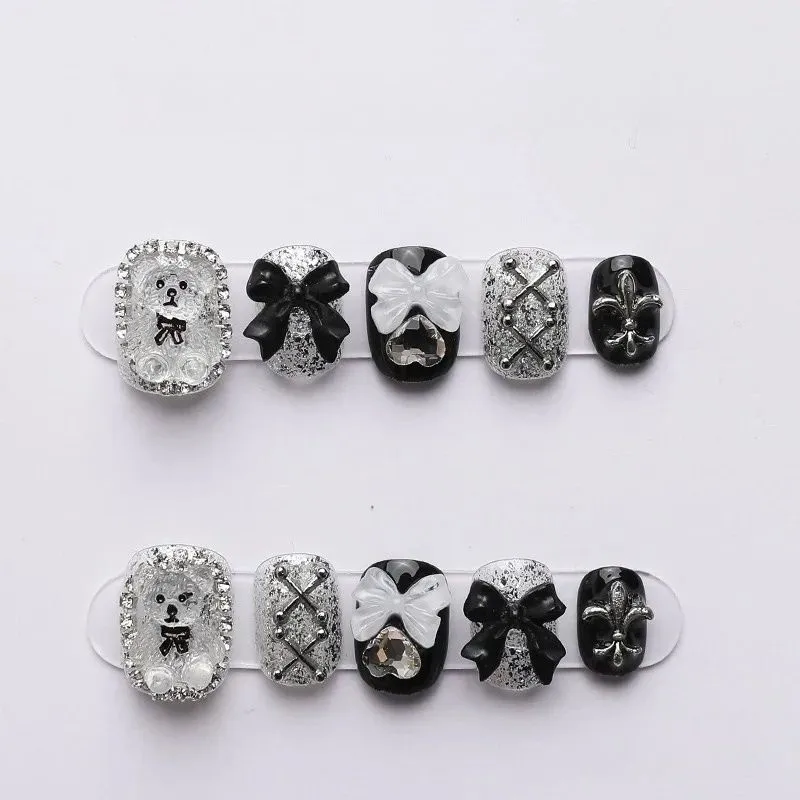 10 PCS Sheer Lace Bear Nail Ar - Nail Art Glitter ulasan dan harga