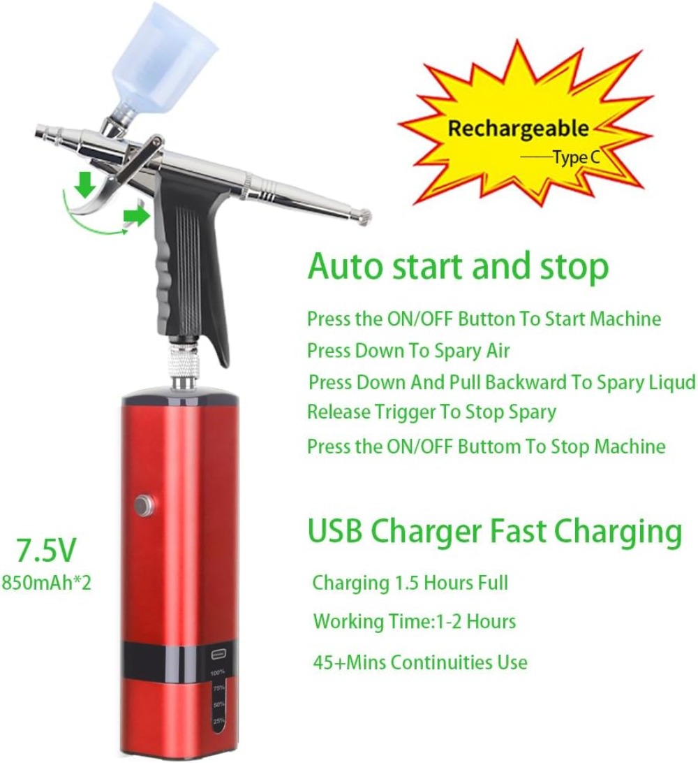 Portable Cordless Airbrush Kit - Nail Art Brush Set ulasan dan harga