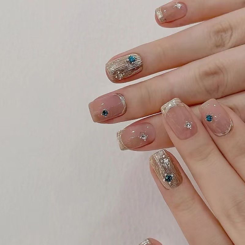 10Pcs Short Square French Hand - Nail Art Simple ulasan dan harga