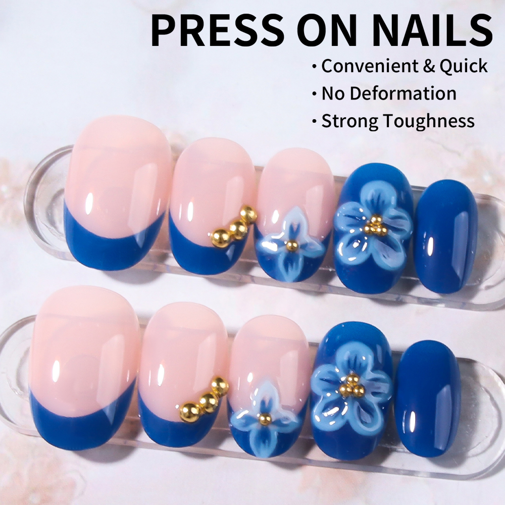 24pcs Short Oval 3D Gel Nail S - Nail Art French Nails ulasan dan harga