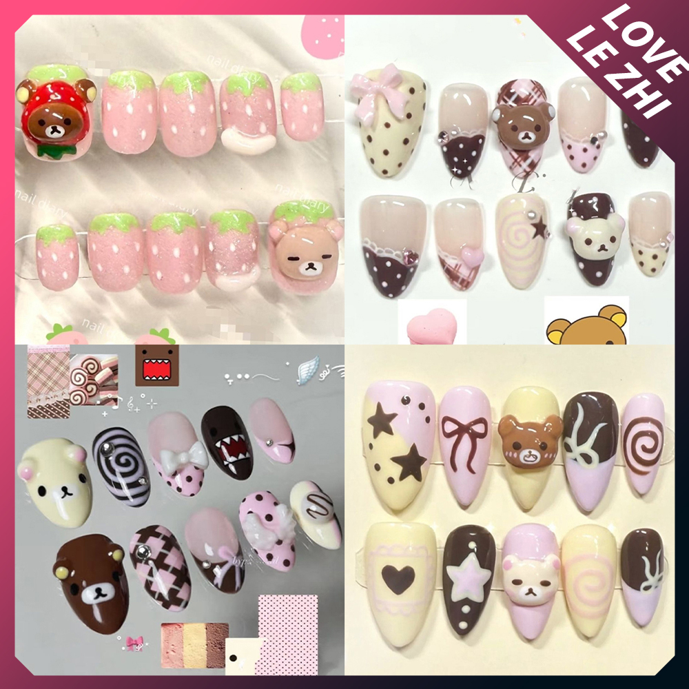 10Pcs Cartoon Kawaii Anime Ril - Nail Art Strawberry ulasan dan harga