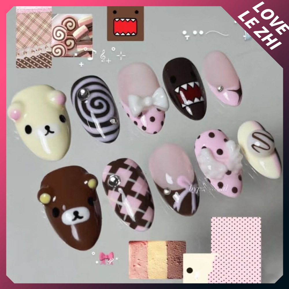 10Pcs Cartoon Kawaii Anime Ril - Nail Art Strawberry ulasan dan harga