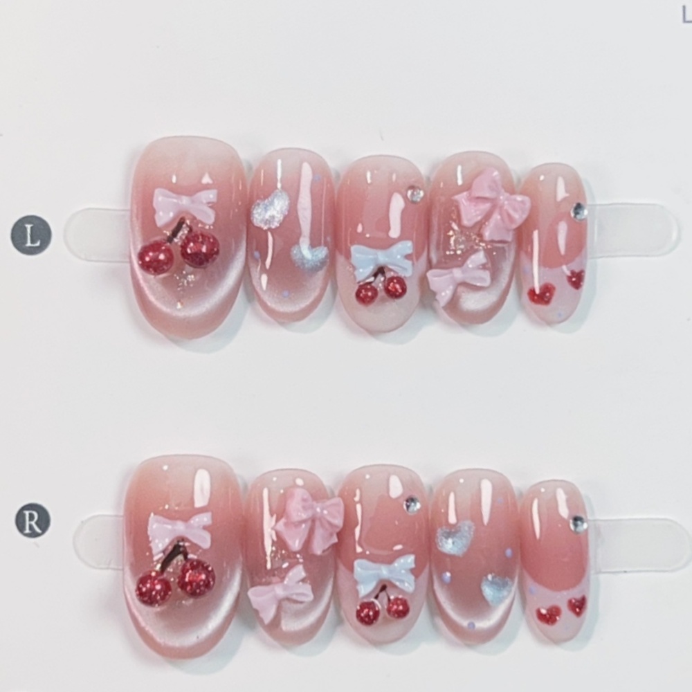 10pcs Cat's Eye Handmade Fake  - Nail Art French Nails ulasan dan harga