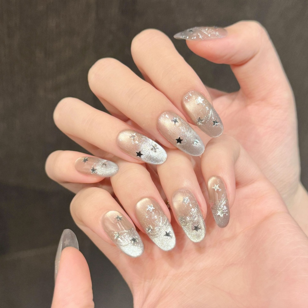 10pcs Cat's Eye Handmade Fake  - Nail Art French Nails ulasan dan harga