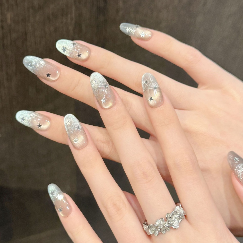 10pcs Cat's Eye Handmade Fake  - Nail Art French Nails ulasan dan harga