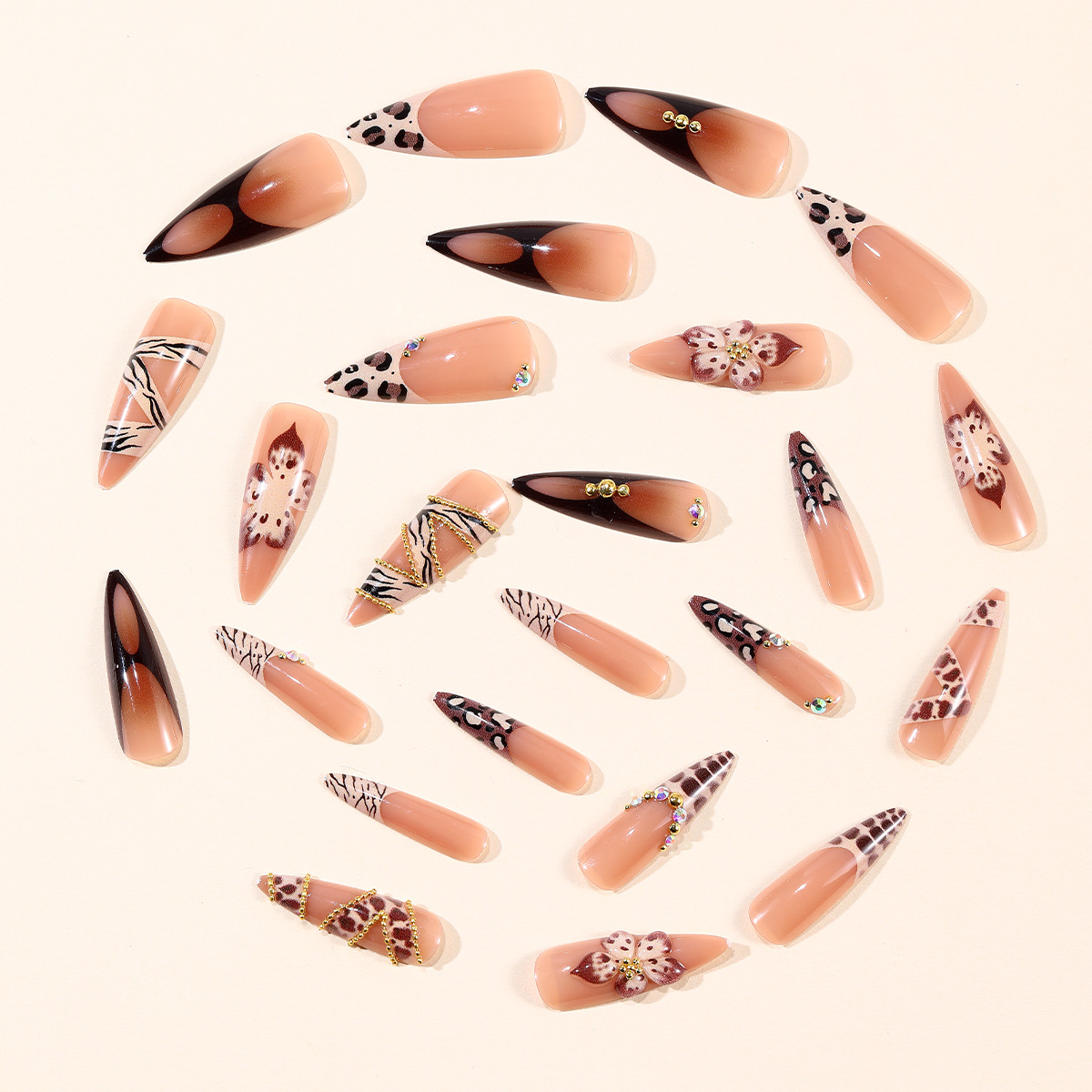 24Pcs fake nail art with long  - Nail Art Zebra Design ulasan dan harga