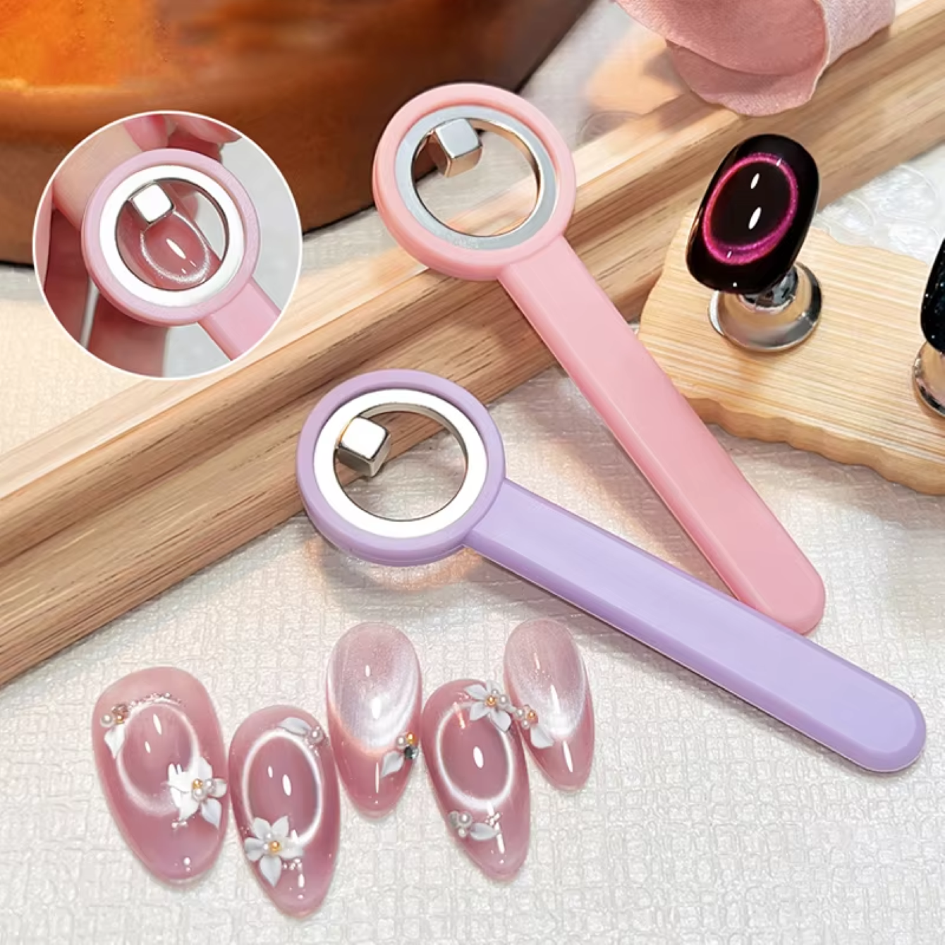 New Upgrade 3-Second Hollow Ca - Nail Art Cat Eye Pink ulasan dan harga