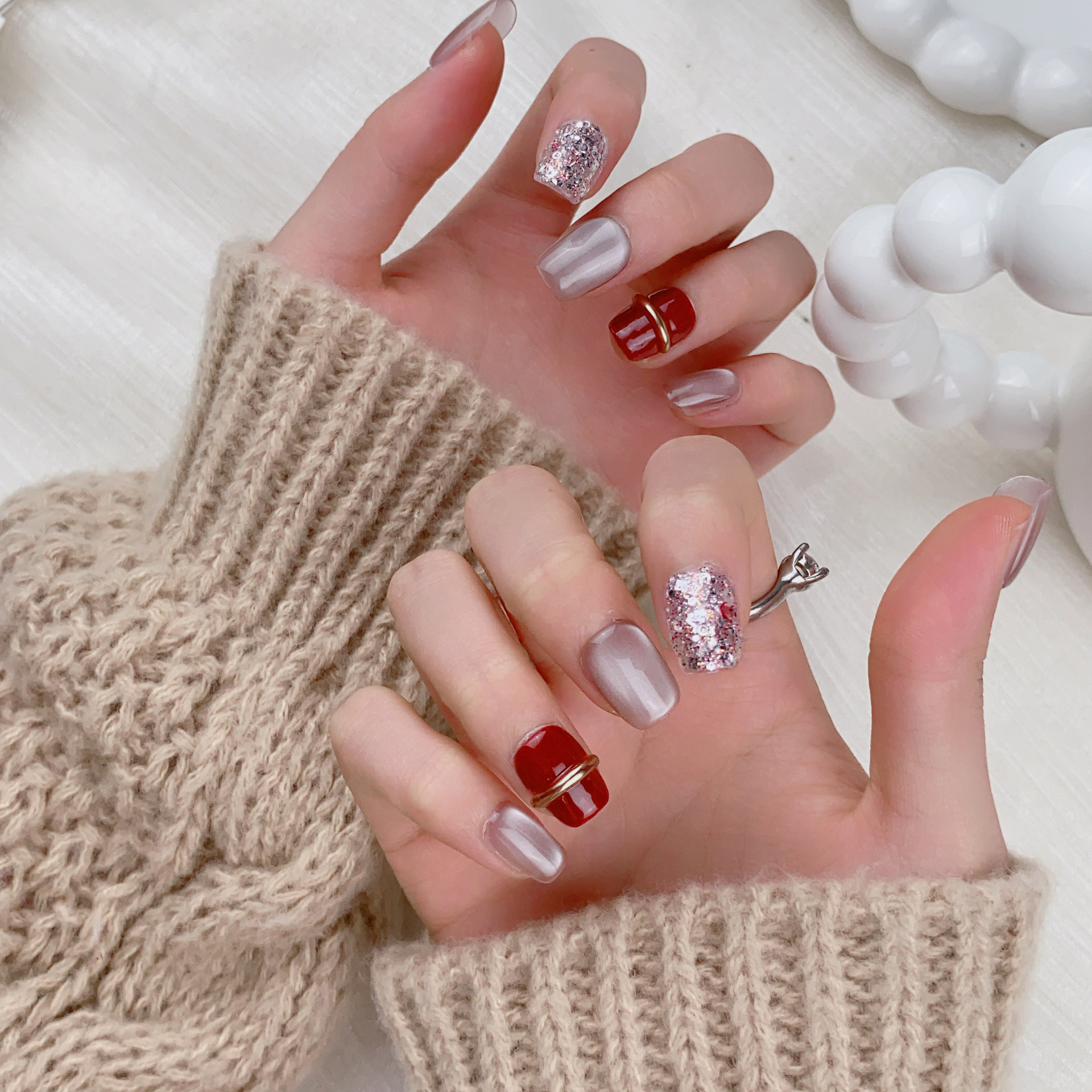 10PCS Light Luxury Short Squar - Nail Art Simple ulasan dan harga