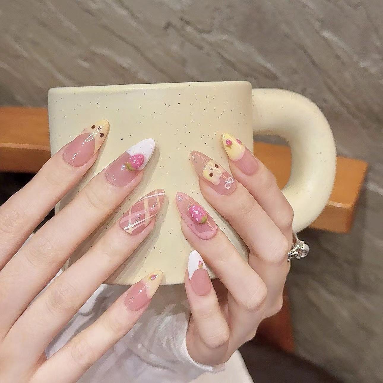 10pcs Pure Hand Pressed Medium - Nail Art Strawberry ulasan dan harga