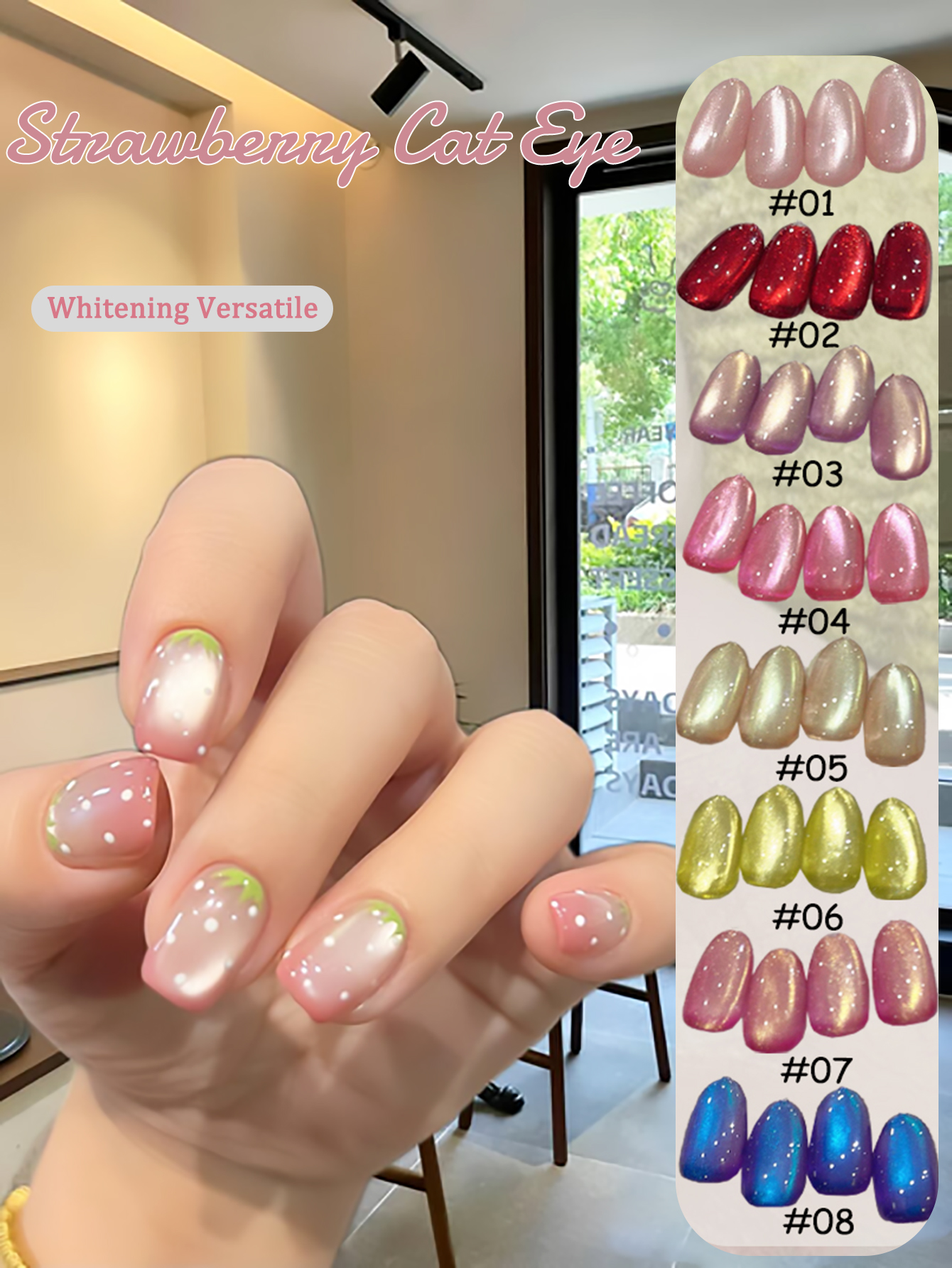 1-12pcs PSK New Whitening Stra - Nail Art Cat Eye Pink ulasan dan harga