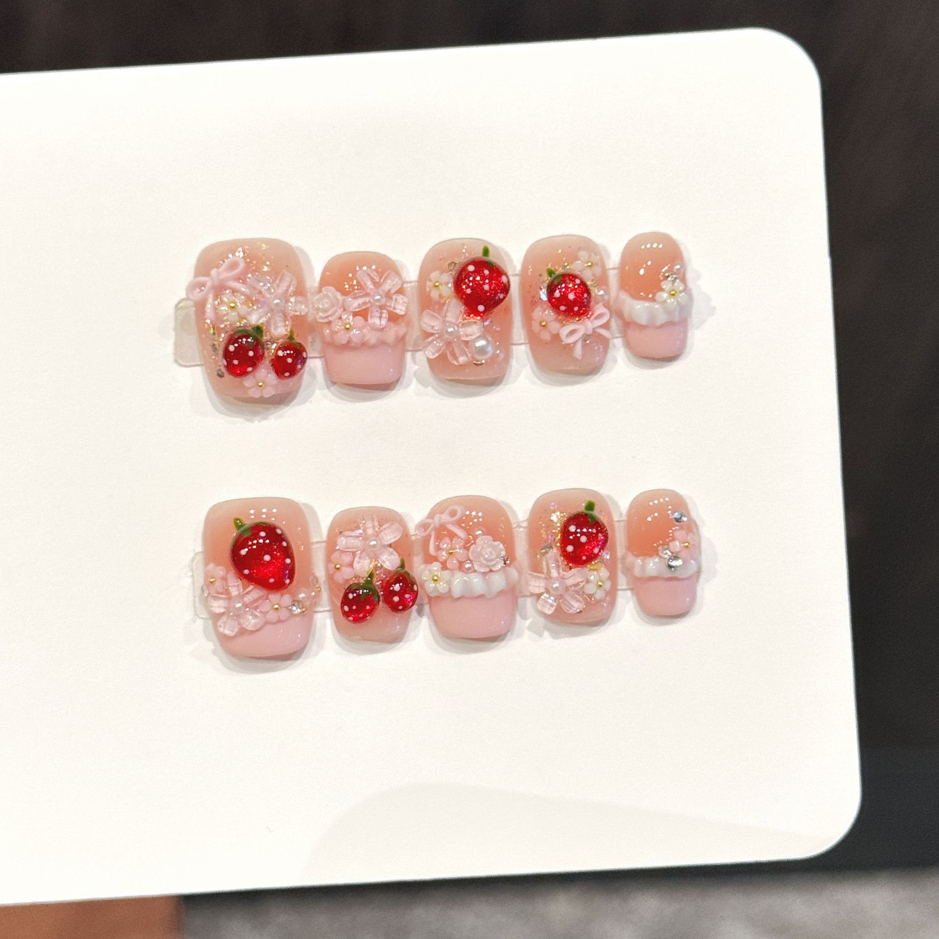 10pcs Cute Red Strawberry Pres - Nail Art Strawberry ulasan dan harga