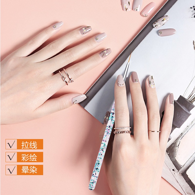 3PCS/Set Transparent Flow Sand - Nail Art Brush Set ulasan dan harga