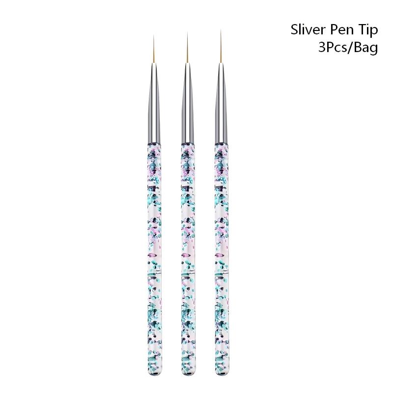 3PCS/Set Transparent Flow Sand - Nail Art Brush Set ulasan dan harga