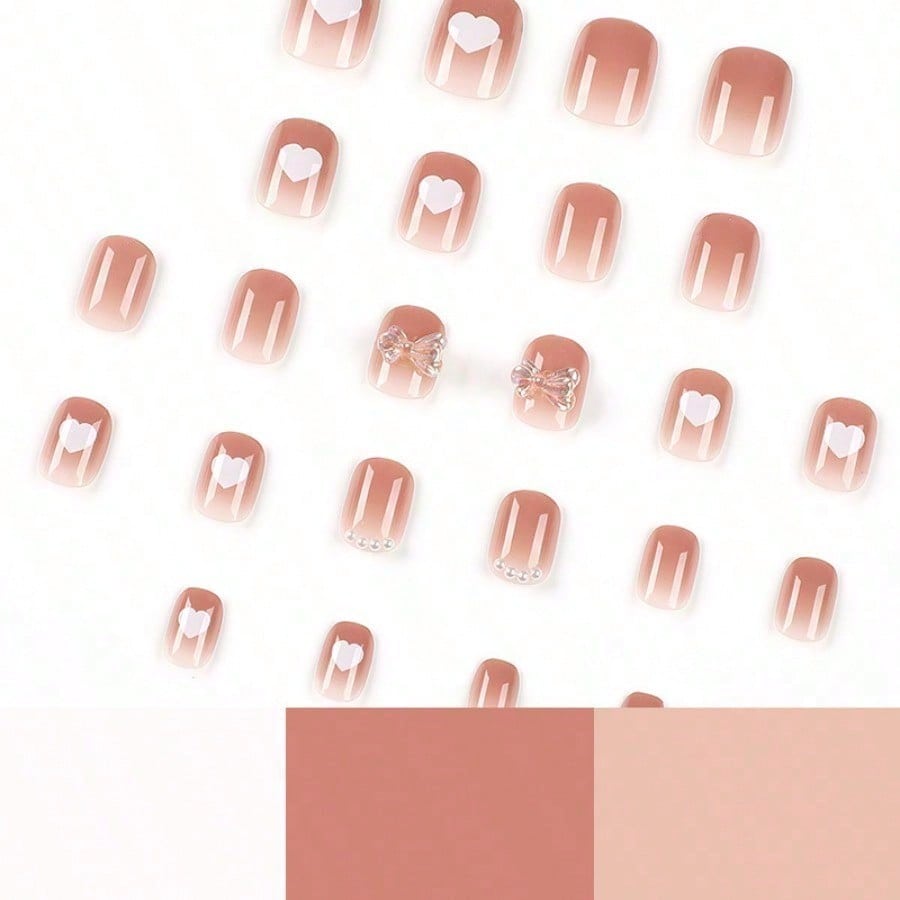 Women Nude Pink Press On Nails - Nail Art Glitter ulasan dan harga