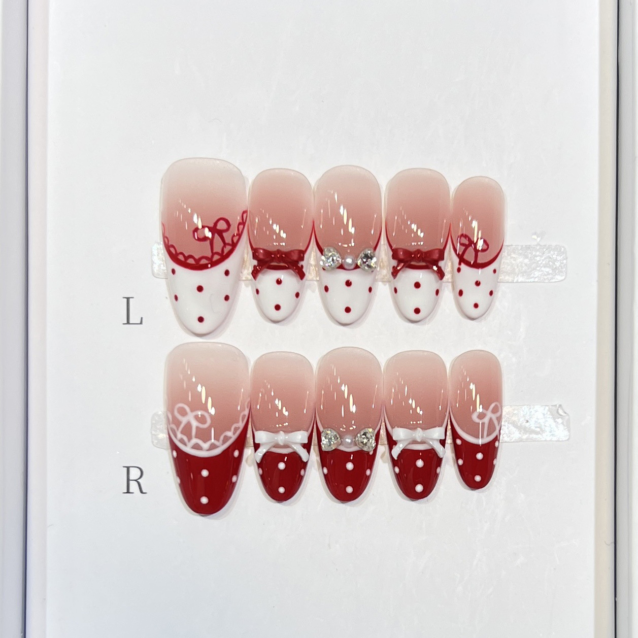 10Pcs Cat Eye French Short Alm - Nail Art Simple ulasan dan harga