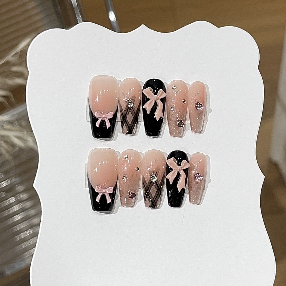10pcs Sweet Style Press on Nai - Nail Art Cat Eye Pink ulasan dan harga