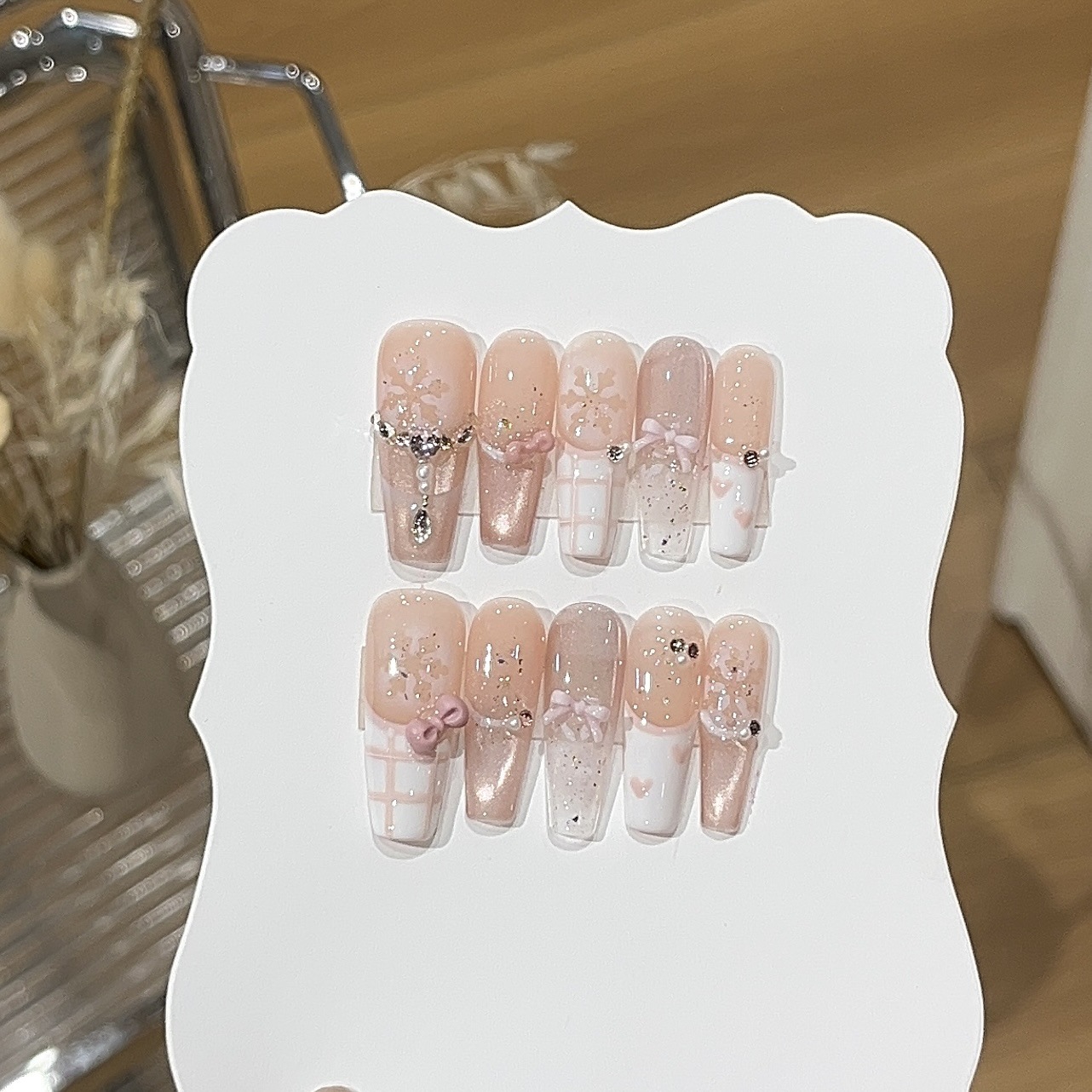 10pcs Sweet Style Press on Nai - Nail Art Cat Eye Pink ulasan dan harga