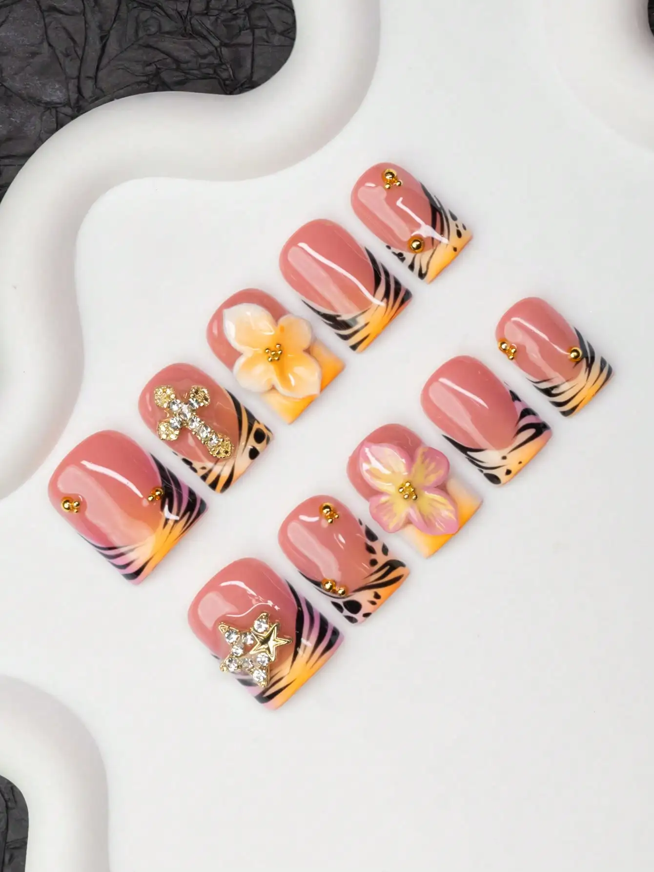 10pcs/Set Handmade Square Nail - Nail Art Zebra Design ulasan dan harga